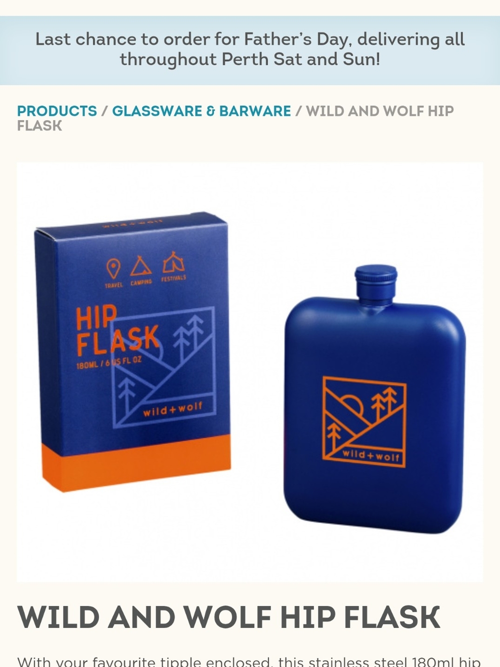 Blue Hip Flask - Blue